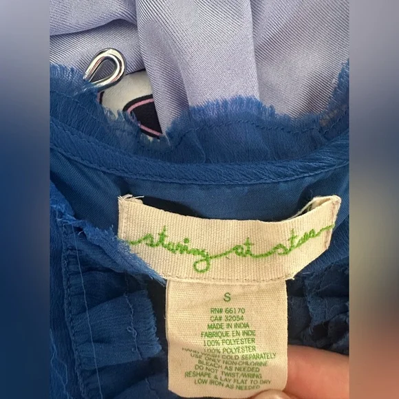 STARING AT STARS Delicate Blue Lace Ruffle Trim Dress SIZE SMALL 2 4 Tiers Adjut - Picture 8 of 11